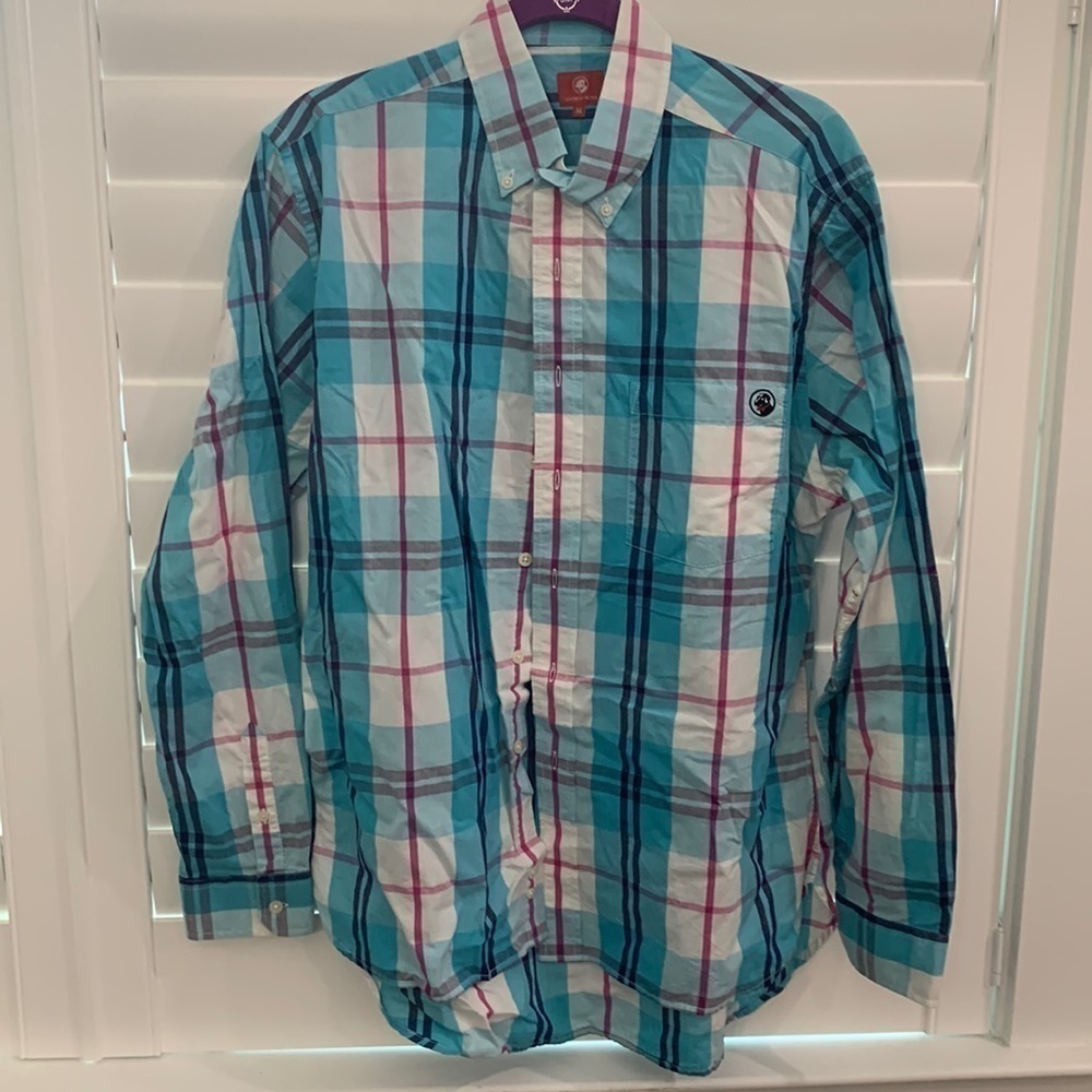 Vintage Southern Proper Long Sleeve Button Down Shirt Blue Plaid Medium